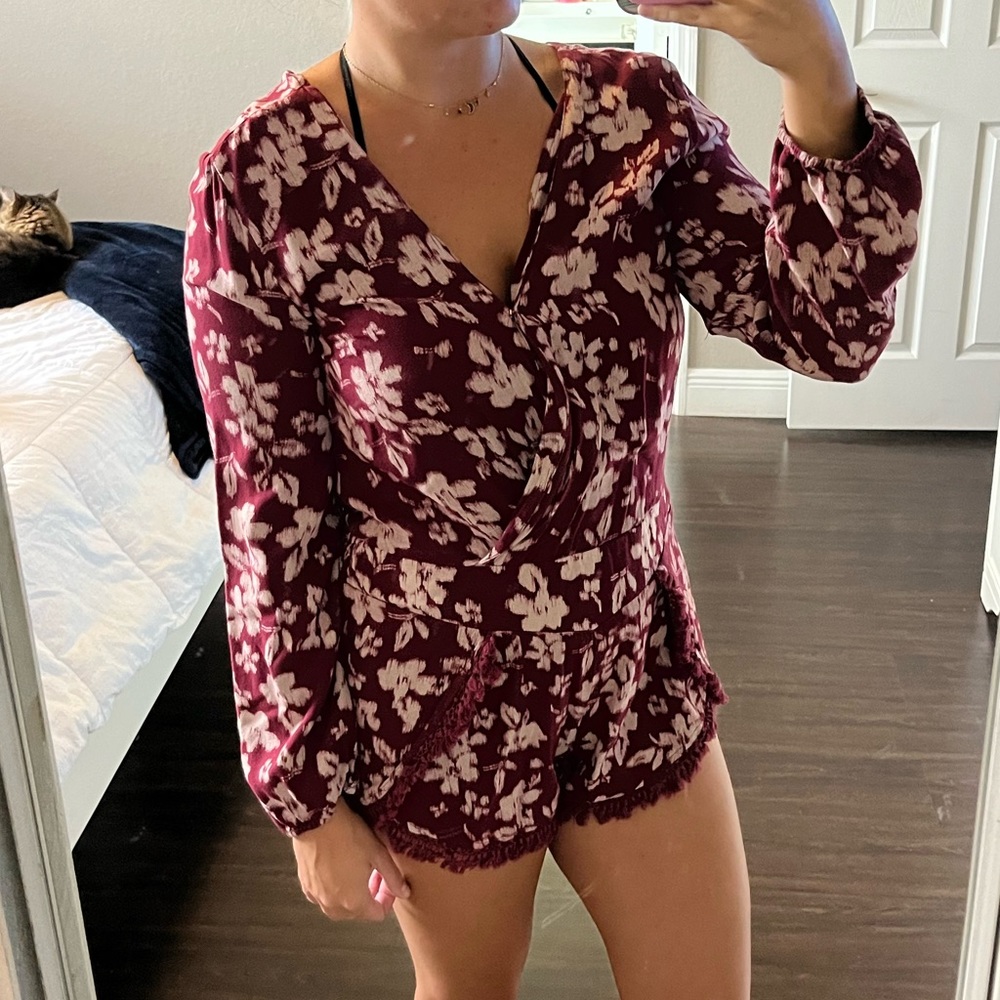 Maroon Floral Romper